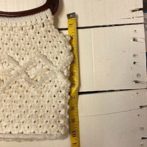 Vintage Hand Made Crocheted Purse Cream - Picture 11 of 14